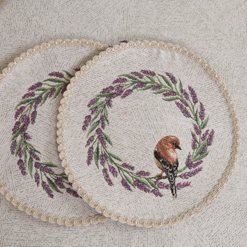 APVALI SERVETĖLĖ - LEVANDŲ VAINIKAS SU PAUKŠČIU