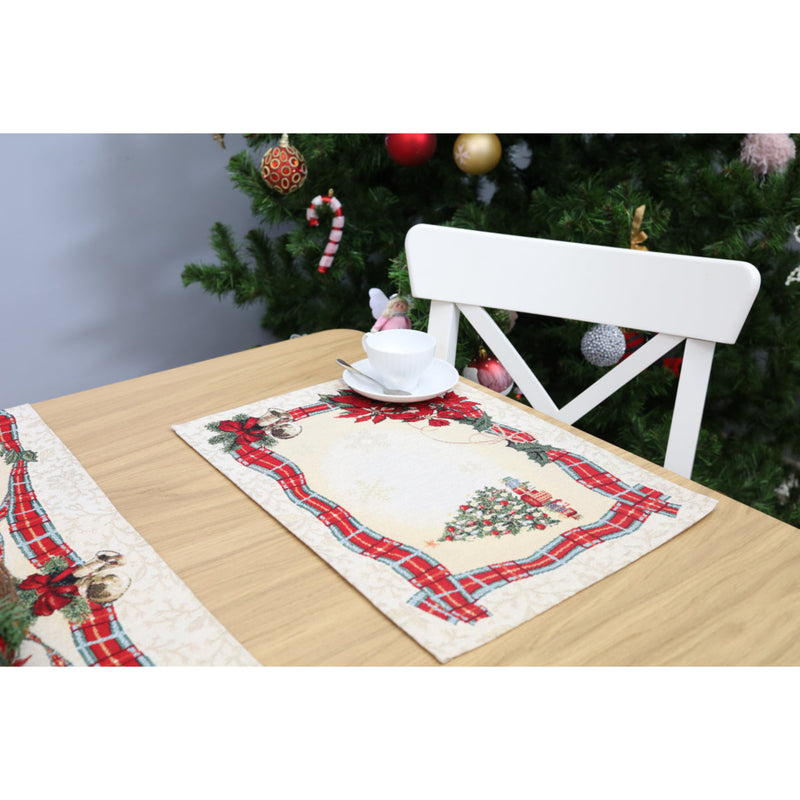 SERVETĖLĖ - PUANSETIJOS SU EGLUTE