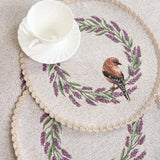 APVALI SERVETĖLĖ - LEVANDŲ VAINIKAS SU PAUKŠČIU