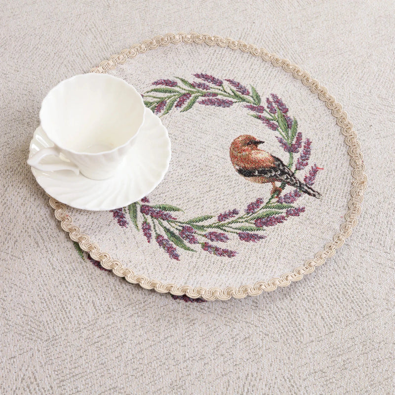 APVALI SERVETĖLĖ - LEVANDŲ VAINIKAS SU PAUKŠČIU
