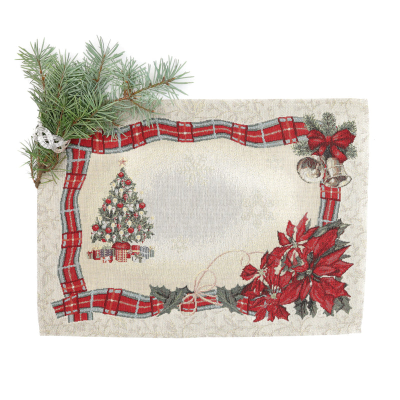 SERVETĖLĖ - PUANSETIJOS SU EGLUTE