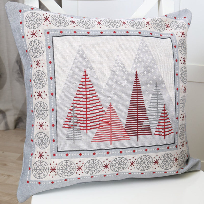 DVIPUSIS GOBELENO PAGALVĖS UŽVALKALAS RAUDONOS EGLUTĖS