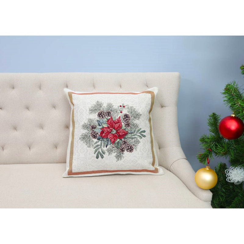 GOBELENO PAGALVĖS UŽVALKALAS SU ŽIEMOS GĖLE IR KONKORĖŽIAIS