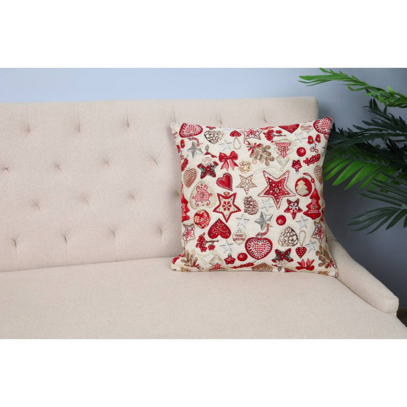 DVIPUSIS GOBELENO PAGALVĖS UŽVALKALAS SU KALĖDINĖM DEKORACIJOM