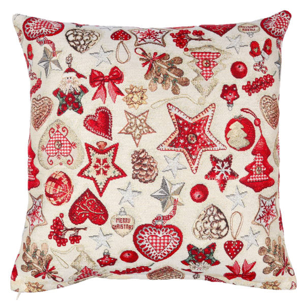 DVIPUSIS GOBELENO PAGALVĖS UŽVALKALAS SU KALĖDINĖM DEKORACIJOM