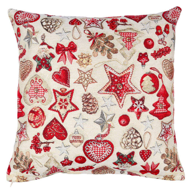 DVIPUSIS GOBELENO PAGALVĖS UŽVALKALAS SU KALĖDINĖM DEKORACIJOM