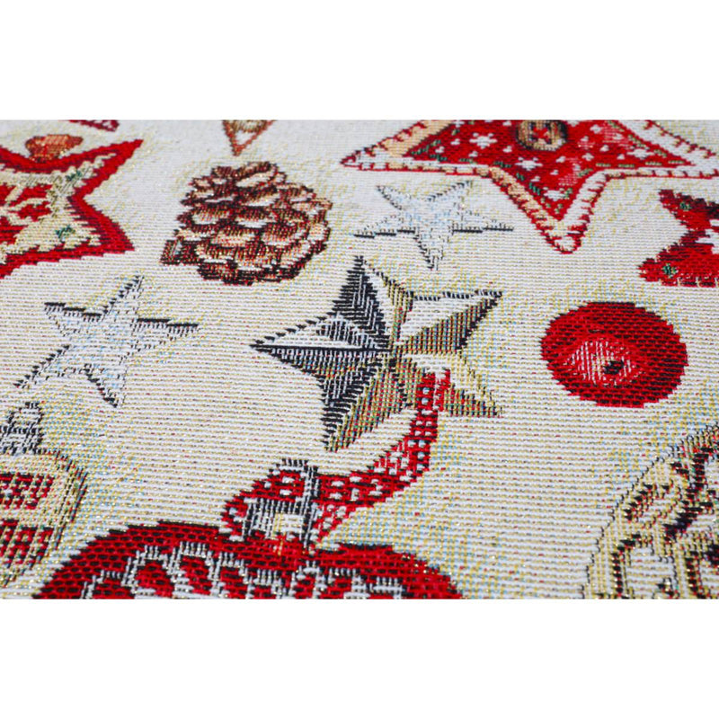 DVIPUSIS GOBELENO PAGALVĖS UŽVALKALAS SU KALĖDINĖM DEKORACIJOM