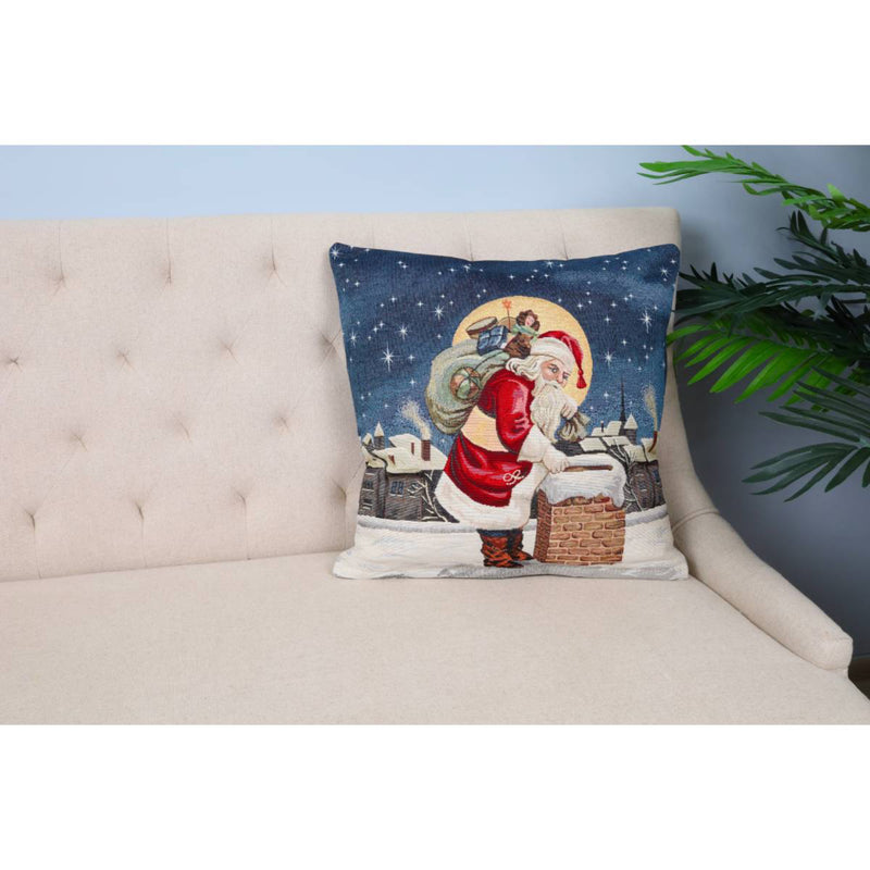 DVIPUSIS GOBELENO PAGALVĖS UŽVALKALAS SU KALĖDŲ SENELIO ATVAIZDU