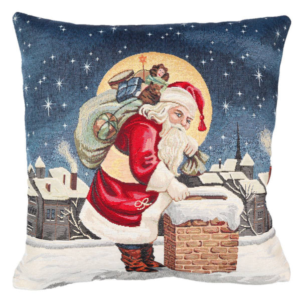 DVIPUSIS GOBELENO PAGALVĖS UŽVALKALAS SU KALĖDŲ SENELIO ATVAIZDU