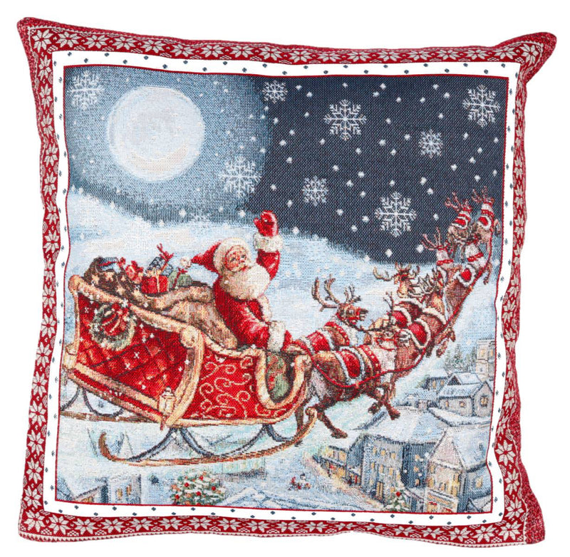 DVIPUSIS GOBELENO PAGALVĖS UŽVALKALAS SU KALĖDŲ SENELIU IR ROGĖMIS