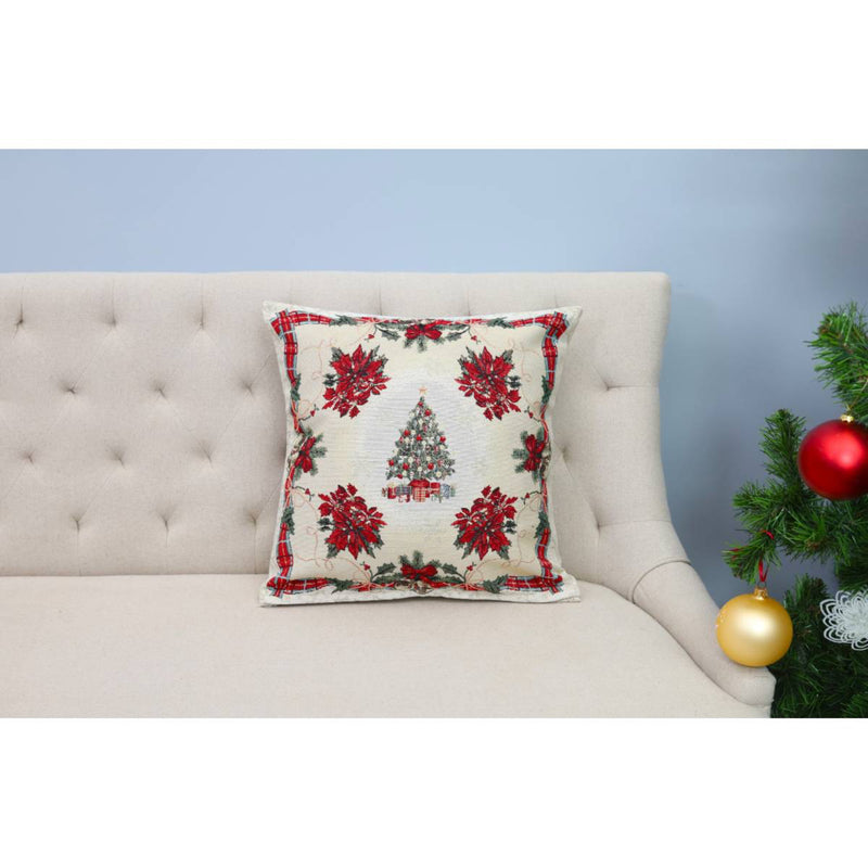 DVIPUSIS GOBELENO PAGALVĖS UŽVALKALAS SU KALĖDŲ EGLUTE