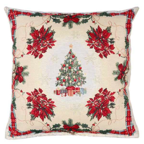 DVIPUSIS GOBELENO PAGALVĖS UŽVALKALAS SU KALĖDŲ EGLUTE