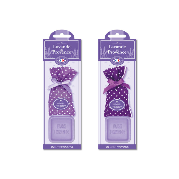 MINI ESPRIT PROVENCE RINKINYS: 1 LEVANDŲ MUILIUKAS, 1 LEVANDŲ IR LEVANDINŲ ŽIEDŲ MAIŠELIS MINI DYDŽIO