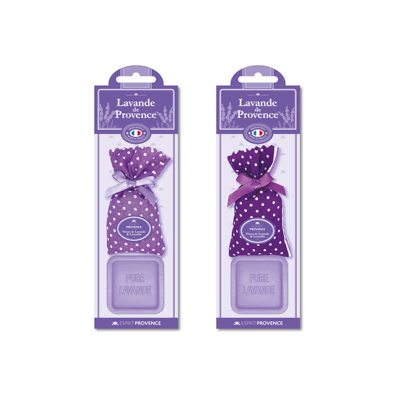 MINI ESPRIT PROVENCE RINKINYS: 1 LEVANDŲ MUILIUKAS, 1 LEVANDŲ IR LEVANDINŲ ŽIEDŲ MAIŠELIS MINI DYDŽIO