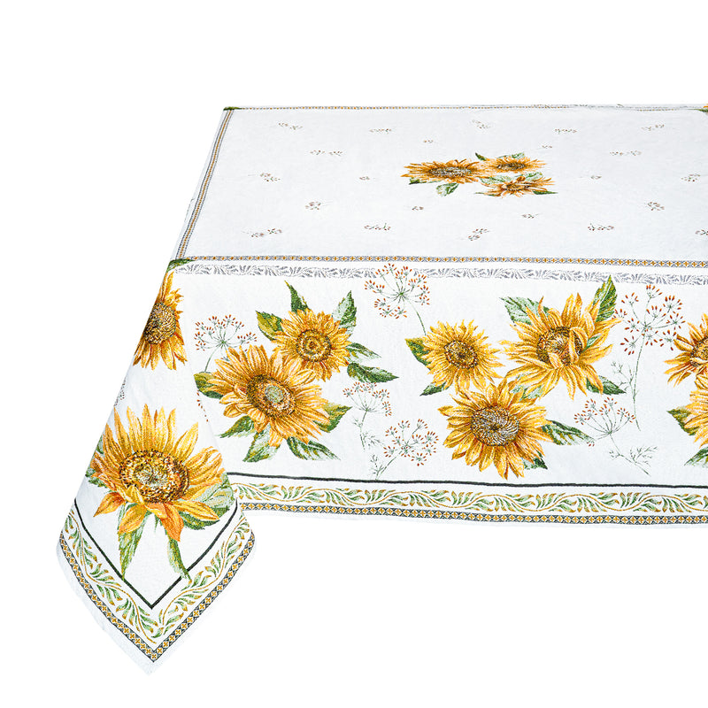Staltiesė su saulėgražų motyvais "SUNFLOWER BLANC"