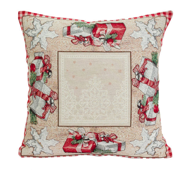 DVIPUSIS GOBELENO PAGALVĖS UŽVALKALAS SU KALĖDINĖMIS DOVANOMIS