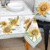 Staltiesė su saulėgražų motyvais "SUNFLOWER BLANC"
